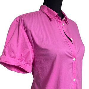 GAP Hot Pink Oversized Short Sleeve Button Up Top M0186